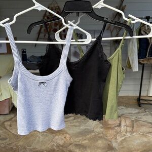 Stylish Women's XS Crop Ribbed Tank Tops - Black, Green, Gray